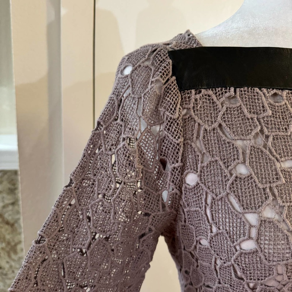 Diane von Furstenberg  Sarita Pebble Lace Leather Detail Dress Size 12 - Picture 10 of 14